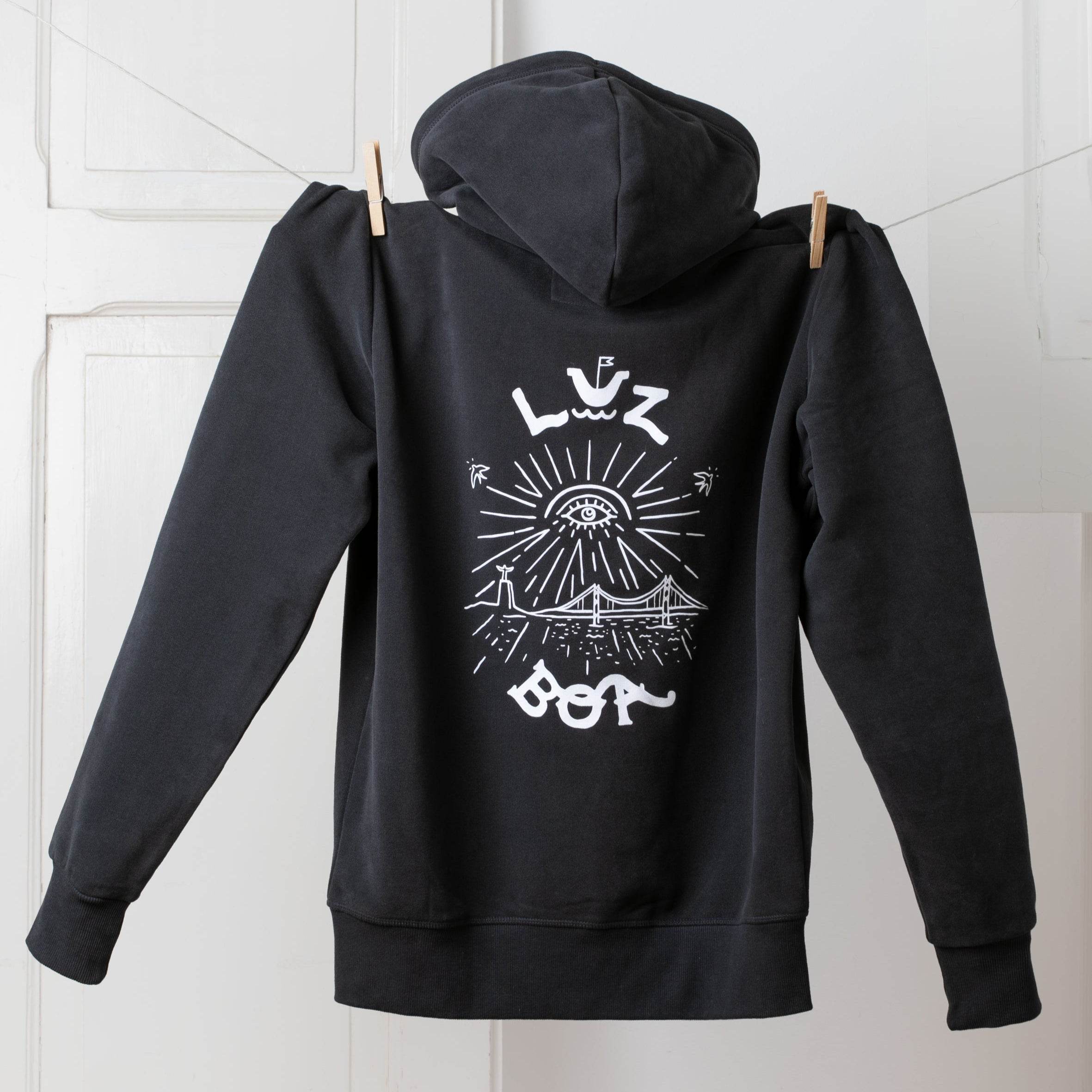 Sweat-shirt com fecho Cidade Da Luz – 100% algodão - Madelana A Janela