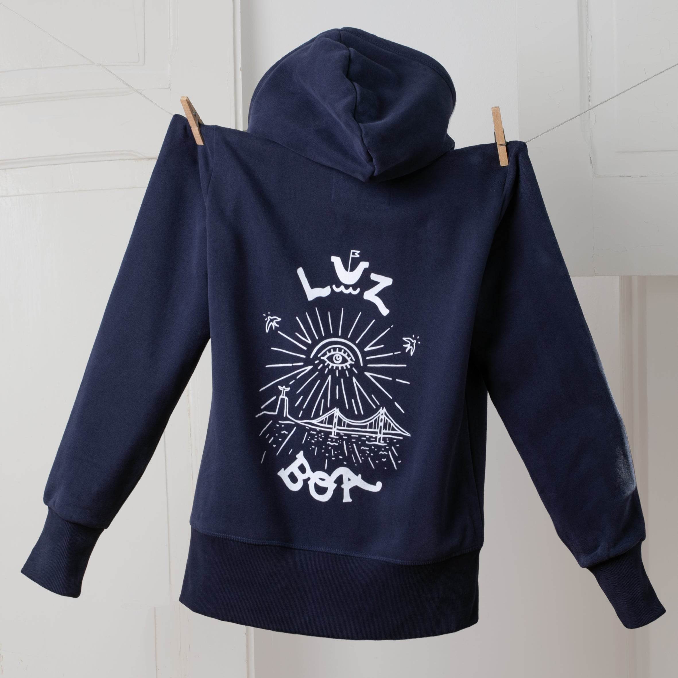 Sweat-shirt com fecho Cidade Da Luz – 100% algodão - Madelana A Janela