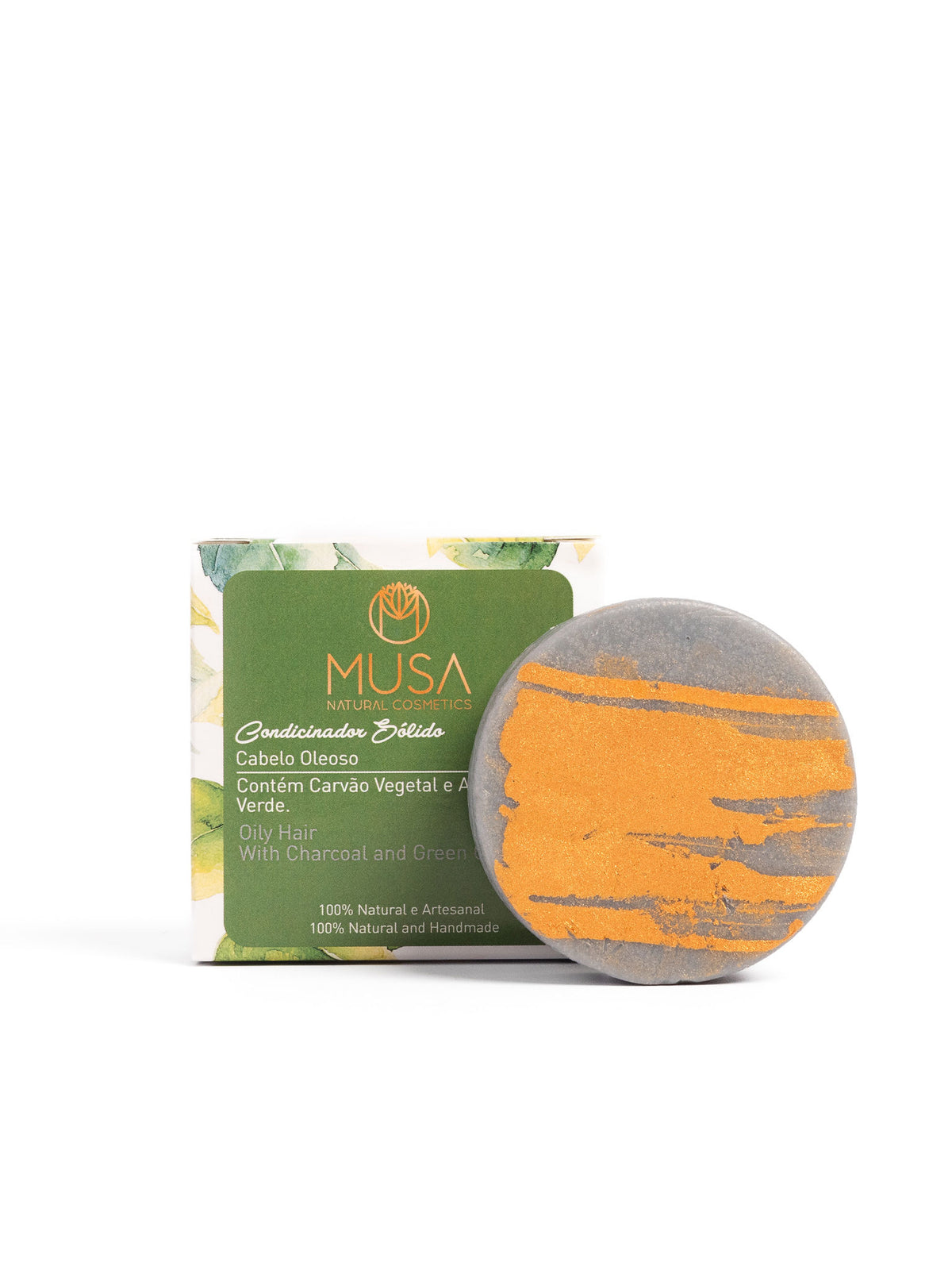 Condicionador Sólido para Cabelo Oleoso — Carvão Vegetal e Argila Verde | MUSA