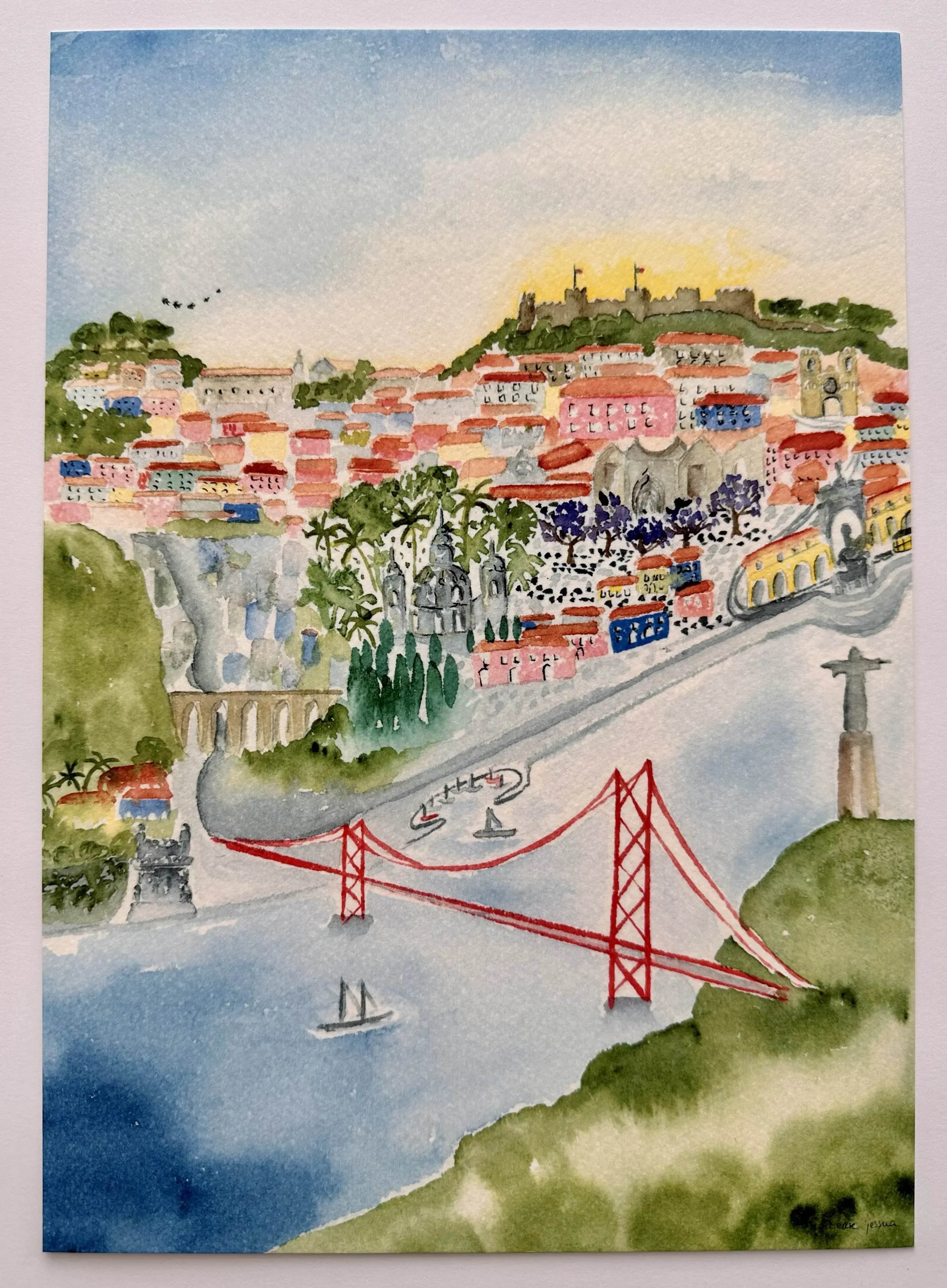 Pósteres em Aquarela As Coloridas - Madelana A Janela