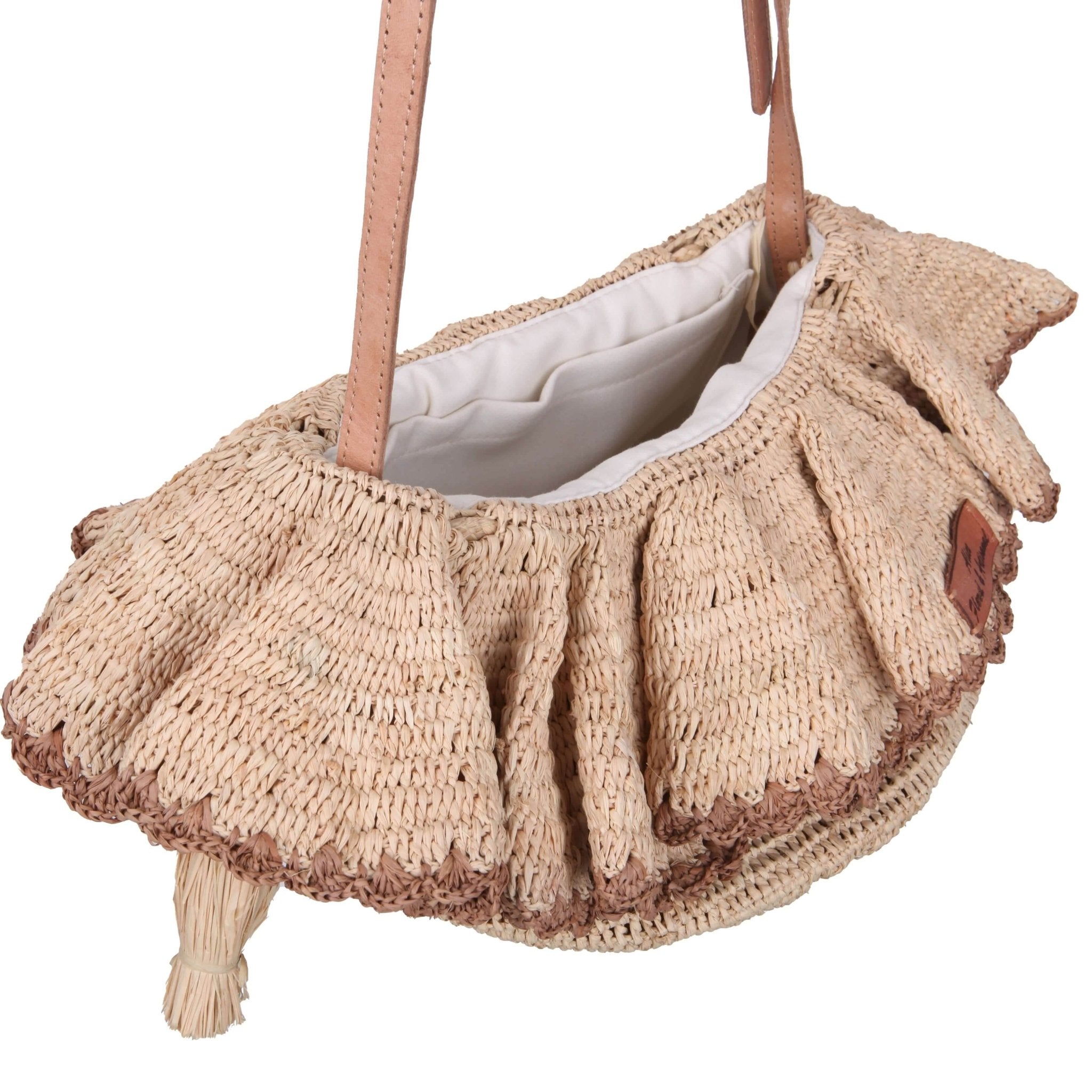 Bolsa em rafia com colarinho bordado VICTORIA - Madelana A Janela
