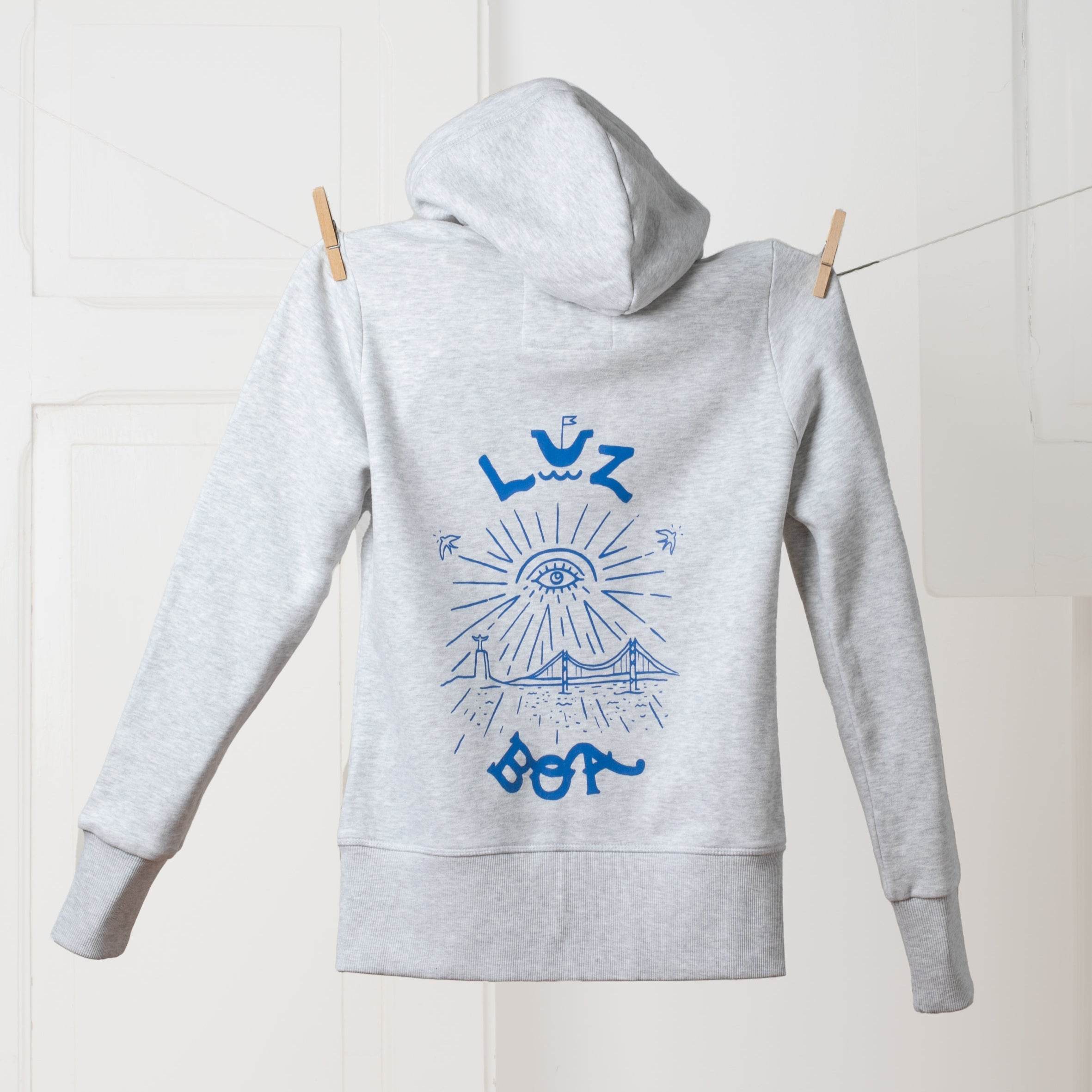 Sweat-shirt com fecho Cidade Da Luz – 100% algodão - Madelana A Janela